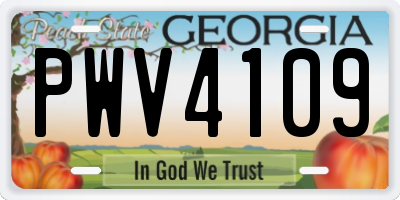 GA license plate PWV4109
