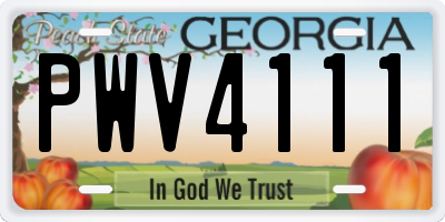 GA license plate PWV4111