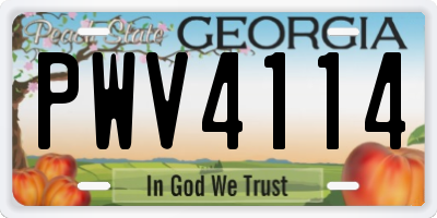 GA license plate PWV4114
