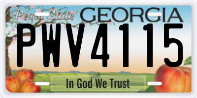 GA license plate PWV4115