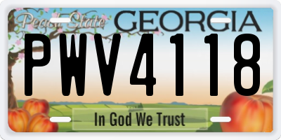 GA license plate PWV4118