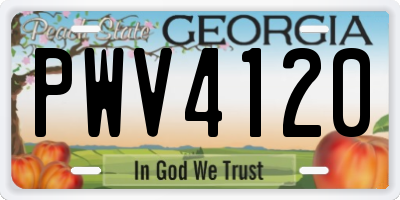 GA license plate PWV4120