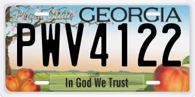 GA license plate PWV4122