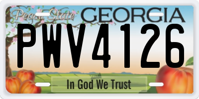 GA license plate PWV4126