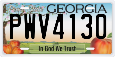 GA license plate PWV4130