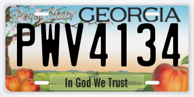 GA license plate PWV4134