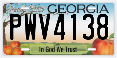 GA license plate PWV4138