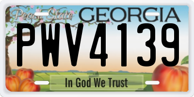 GA license plate PWV4139