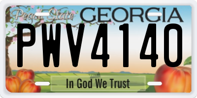 GA license plate PWV4140