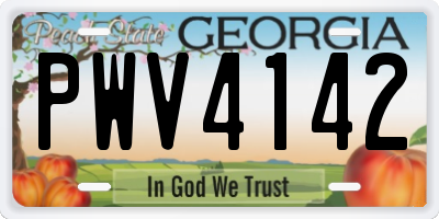 GA license plate PWV4142