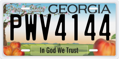 GA license plate PWV4144
