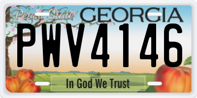 GA license plate PWV4146