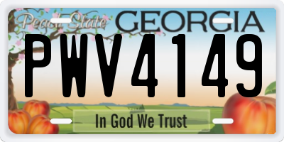 GA license plate PWV4149