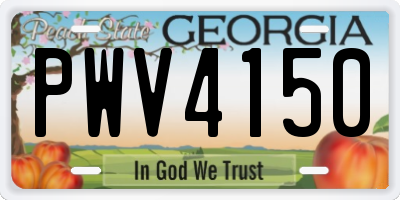 GA license plate PWV4150