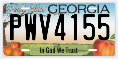GA license plate PWV4155