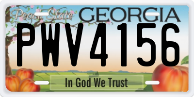 GA license plate PWV4156