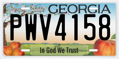 GA license plate PWV4158