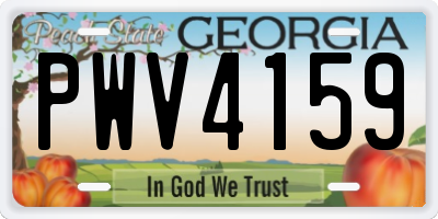 GA license plate PWV4159