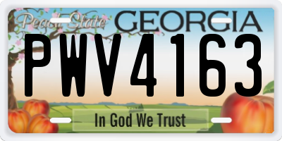 GA license plate PWV4163