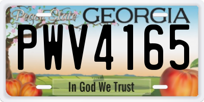 GA license plate PWV4165