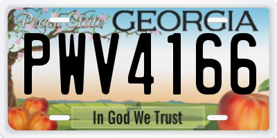 GA license plate PWV4166