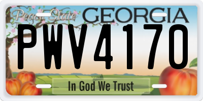 GA license plate PWV4170