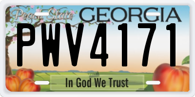 GA license plate PWV4171