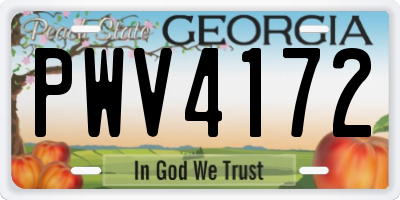 GA license plate PWV4172