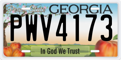 GA license plate PWV4173