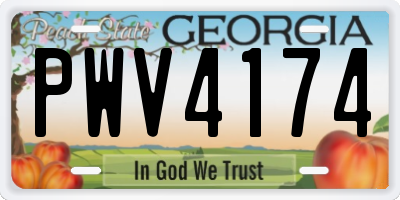 GA license plate PWV4174