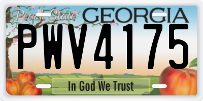 GA license plate PWV4175