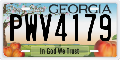 GA license plate PWV4179