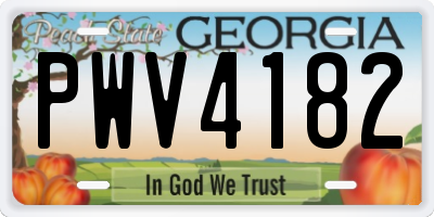 GA license plate PWV4182