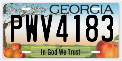 GA license plate PWV4183