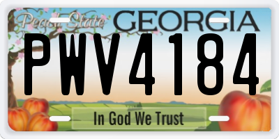 GA license plate PWV4184
