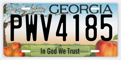 GA license plate PWV4185