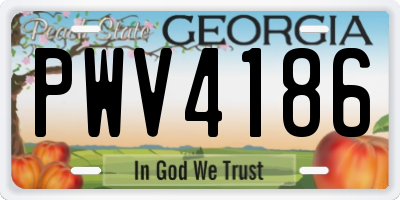GA license plate PWV4186