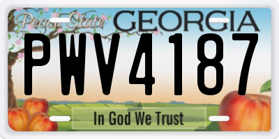 GA license plate PWV4187