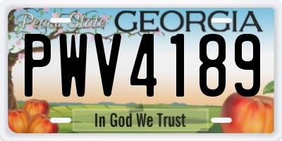 GA license plate PWV4189