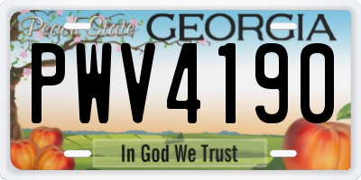 GA license plate PWV4190