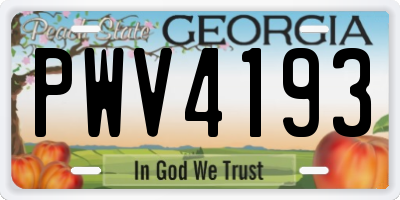 GA license plate PWV4193