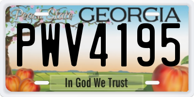 GA license plate PWV4195