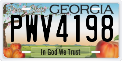 GA license plate PWV4198