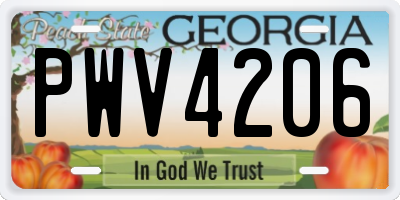 GA license plate PWV4206