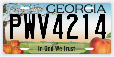 GA license plate PWV4214