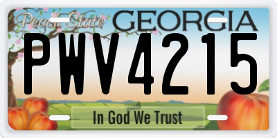 GA license plate PWV4215