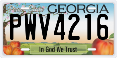 GA license plate PWV4216