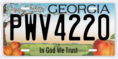 GA license plate PWV4220