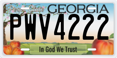 GA license plate PWV4222