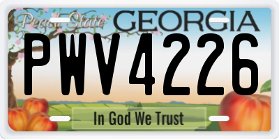 GA license plate PWV4226